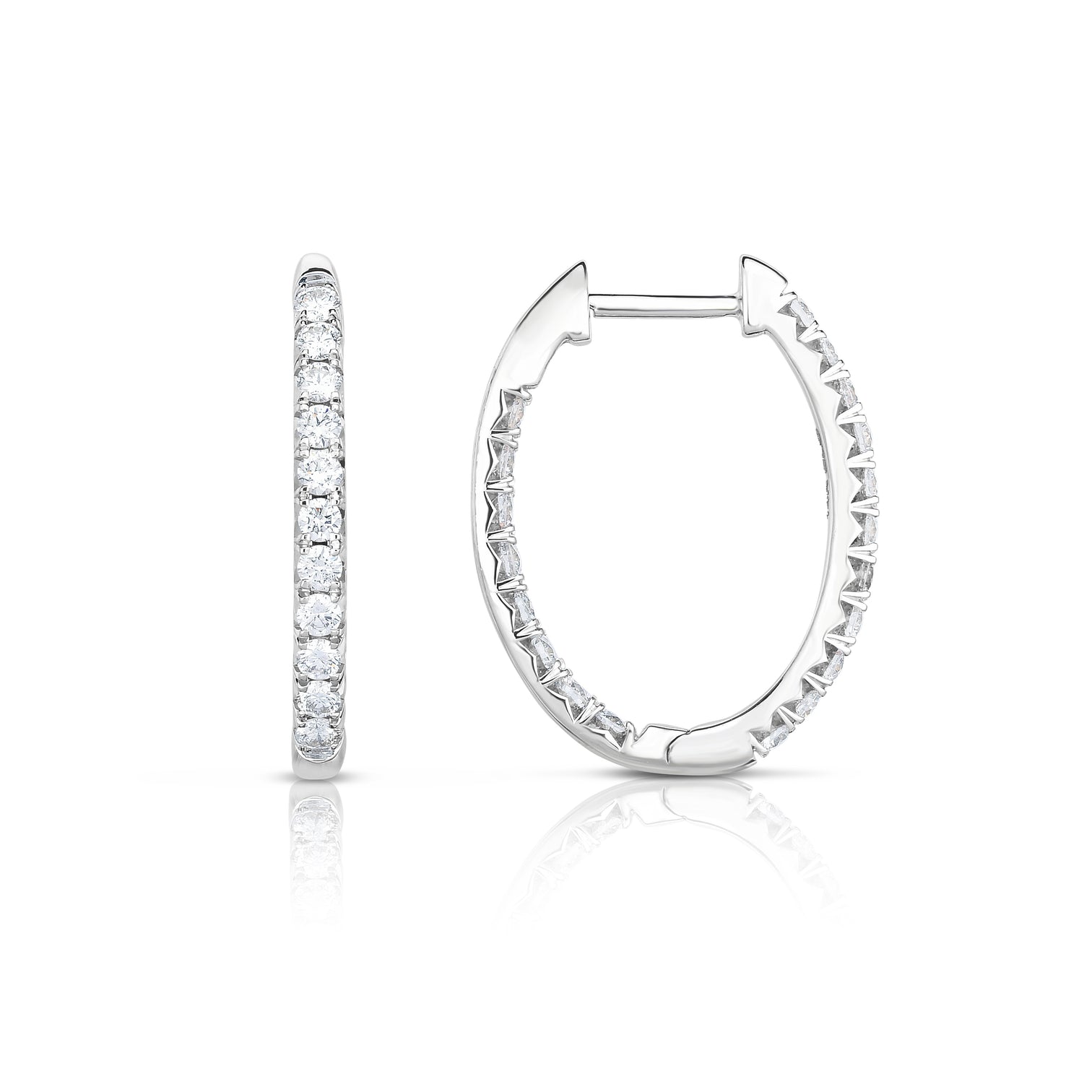 Sabel Collection 14K White Gold Large Oval Diamond Inside Out Hoop Earrings